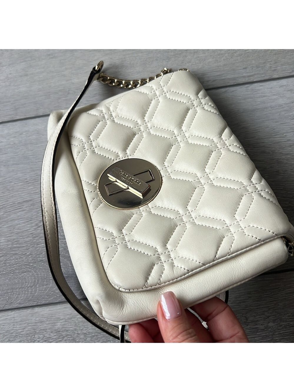 Kate Spade Astor Court Naomi Quilted Cream Crossbody chain strap Bag - Picture 10 of 12